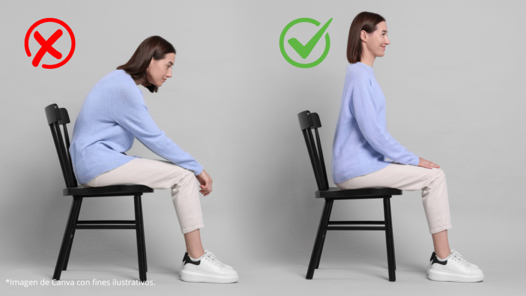 sentarse correctamente